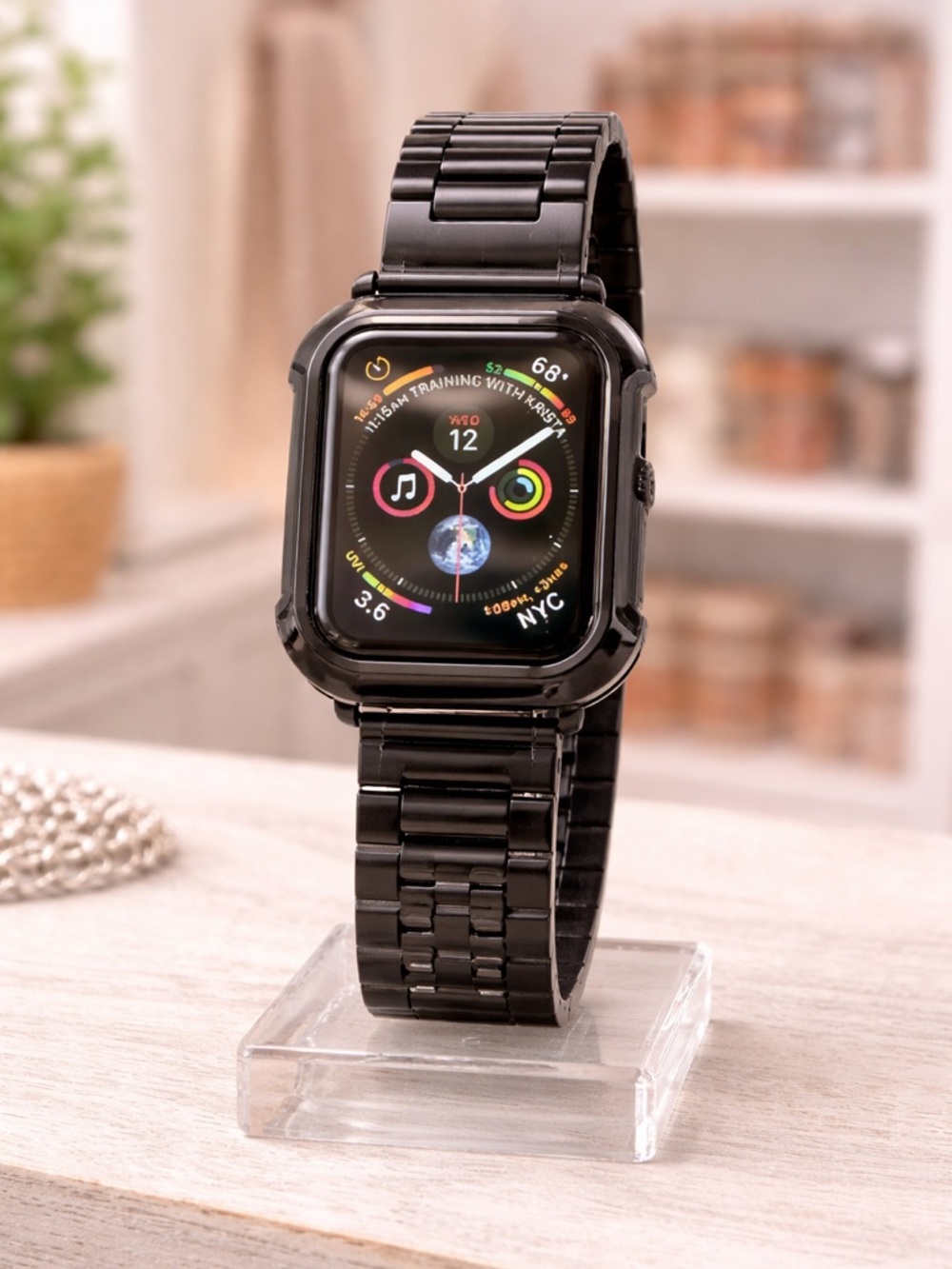 Apple Black Stainless Steel Smartwatch with Metal Link Band